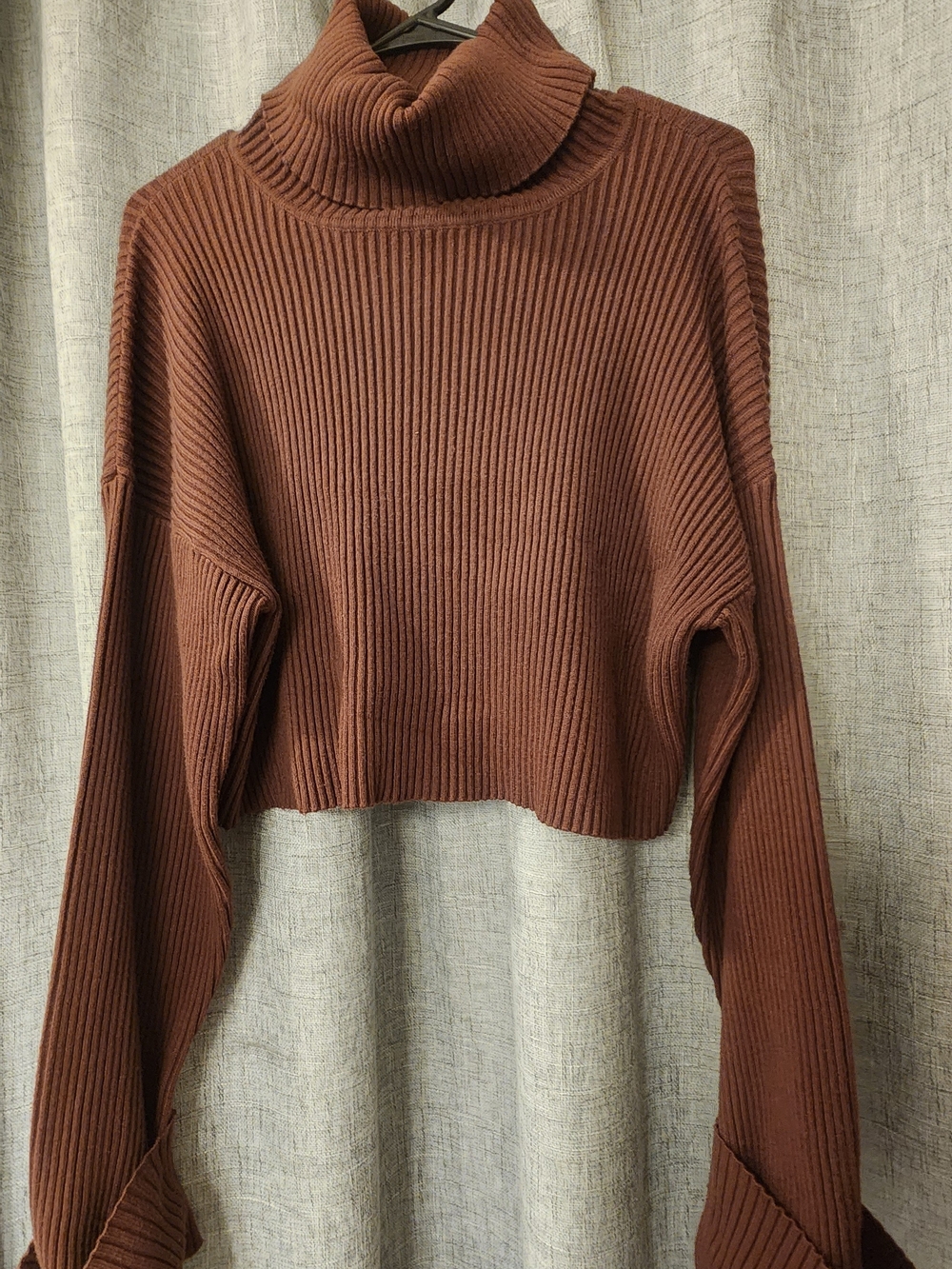 Forever 21 Cropped Ribbed Turtleneck Sweater - Brown